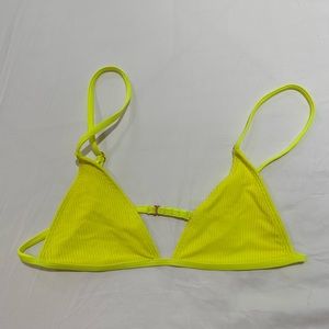 Frankies Bikinis neon yellow ribbed bikini top